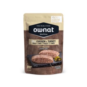 Alimentación húmeda para gatos adultos de todas las razas Ownat Wetline Esterilizados Pollo y Pavo