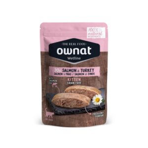 Alimentación húmeda para gatos cachorros de todas las razas Ownat Wetline Kitten Salmón & Pavo