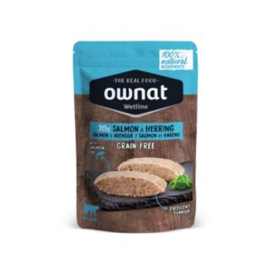Alimentación húmeda para gatos adultos de todas las razas Ownat Wetline Salmón y Arrenque