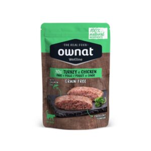 Alimentación húmeda para gatos adultos de todas las razas Ownat Wetline Pavo y Pollo