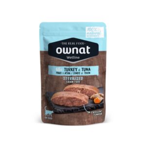 Alimentación húmeda para gatos esterilizados adultos de todas las razas Ownat Wetline Pavo y Atún