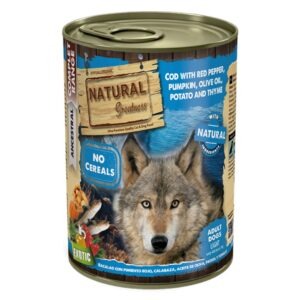 comida húmeda para perros natural greatness bacalao con pimientos rojos