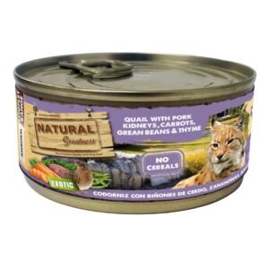Comida húmeda para gatos Natural Greatness codorniz con riñones de cerdo receta hipoalergénica
