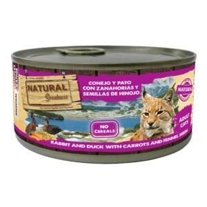 Comida húmeda para gatos Natural Greatness conejo y pato con zanahorias receta hipoalergénica