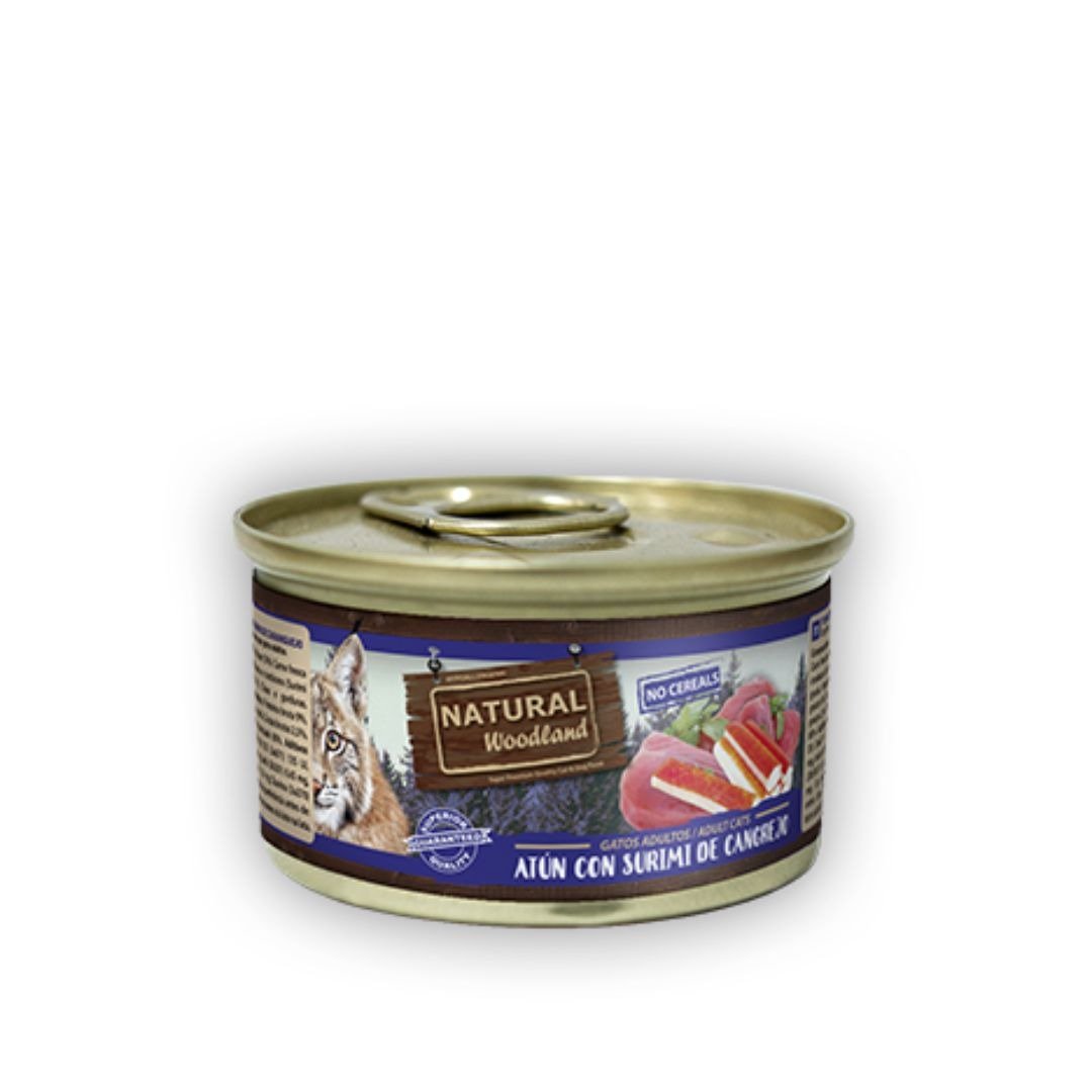 Natural Woodland Atún Con Pollo Y Surimi De Cangrejo para gatos adultos